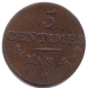 5 Centimes, Petit module (revers)