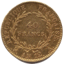 40 Francs BONAPARTE Premier consul (revers)