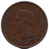 Dix Centimes NAPOLEON III, Tête nue (avers)