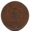 Dix Centimes NAPOLEON III, Tête laurée (revers)